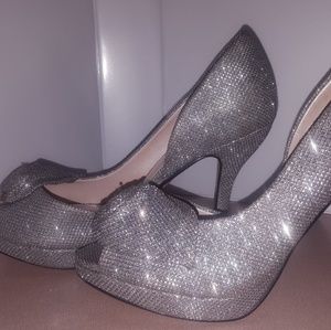 Caparros silver glitter heels